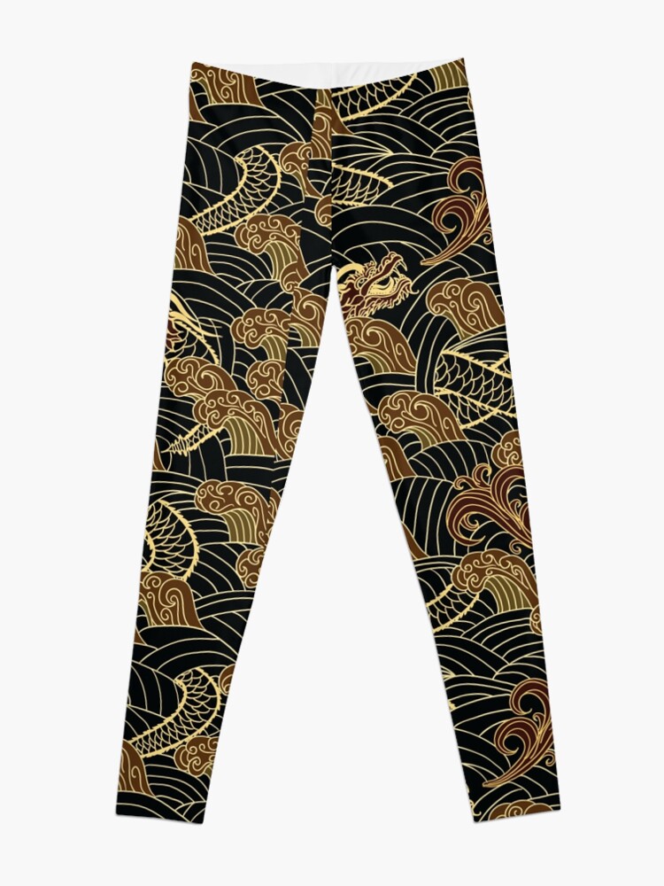 Alternate view of Oriental traditional asian dragons seamless pattern Leggings