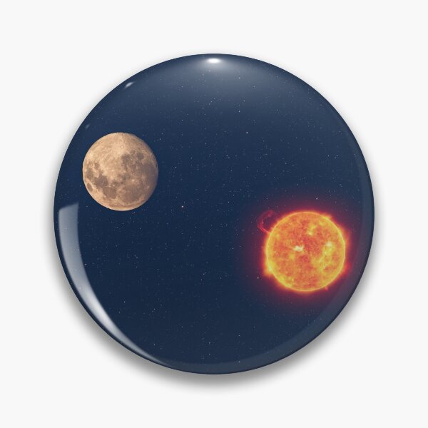 Item preview, Full moon and sun at dusk glowing against blue starry sky abstract background designed and sold by Lukasz Szczepanski.