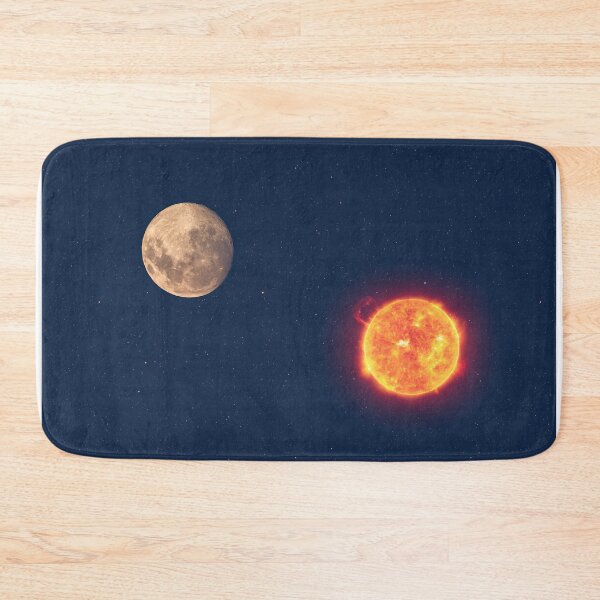 Item preview, Full moon and sun at dusk glowing against blue starry sky abstract background designed and sold by Lukasz Szczepanski.