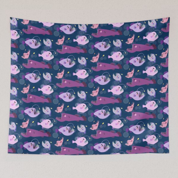 Item preview, Anglerfish - Fun Pink and Purple Cartoon Fish Ocean Pattern designed and sold by TheRainbowRoom.