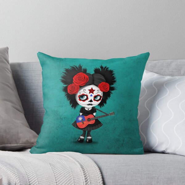 Item preview, Sugar Skull Girl Playing Taiwanese Flag Guitar designed and sold by JeffBartels.