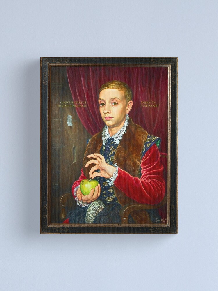 Alternate view of Boy With Apple Painting with painted frame Canvas Print