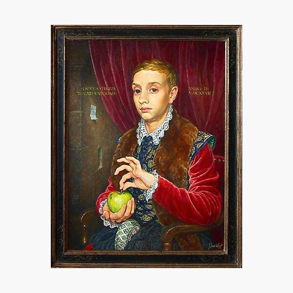 Item preview, Boy With Apple Painting with painted frame designed and sold by DesignDLW.