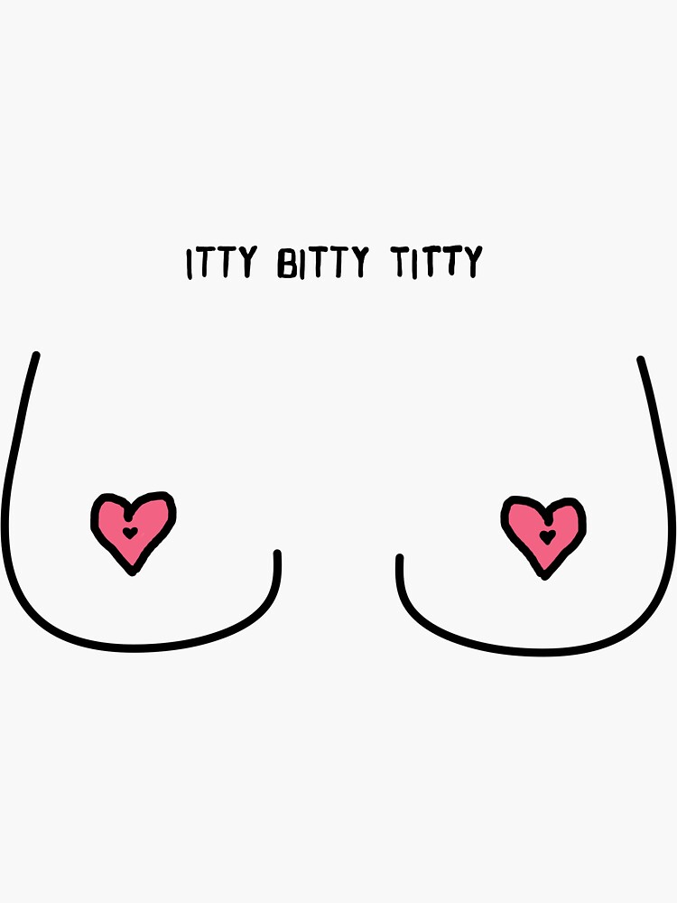 Itty Bitty Titty Pink Heart Nipple Boob Print  Sticker for Sale
