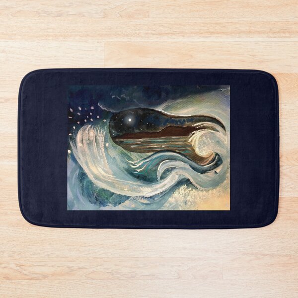 Item preview, Painting of Crashing waves, water tunnel framing full moon. Watercolour painting. designed and sold by Izzy83.