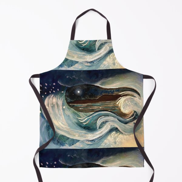 Item preview, Painting of Crashing waves, water tunnel framing full moon. Watercolour painting. designed and sold by Izzy83.