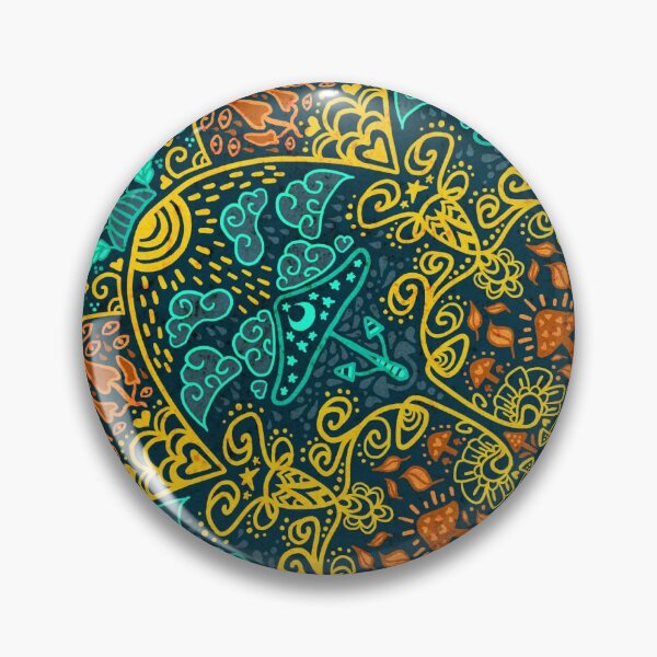 Item preview, The Mushroom and the Moon Mandala - Blue Orange Yellow designed and sold by Natalie Viola .