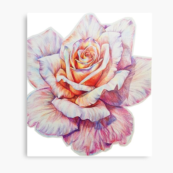 Flower drawing with colored ballpoint pens! Metal Print