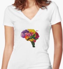 Floral Brain Women's Fitted V-Neck T-Shirt