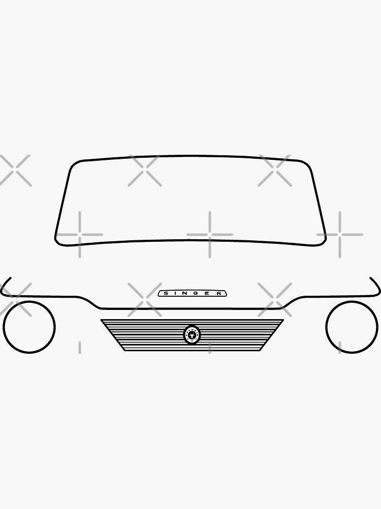 "Singer Chamois classic 1960s British car black outline graphic" Sticker for Sale by