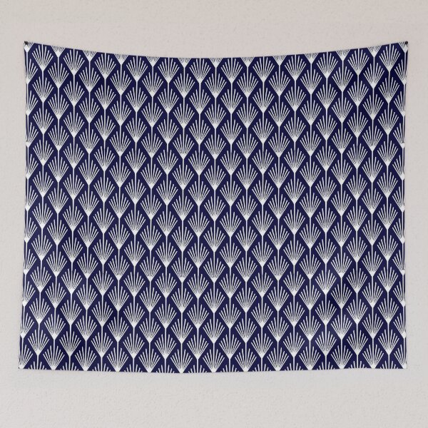 Item preview, Navy blue background white art deco pattern designed and sold by Brontorino.