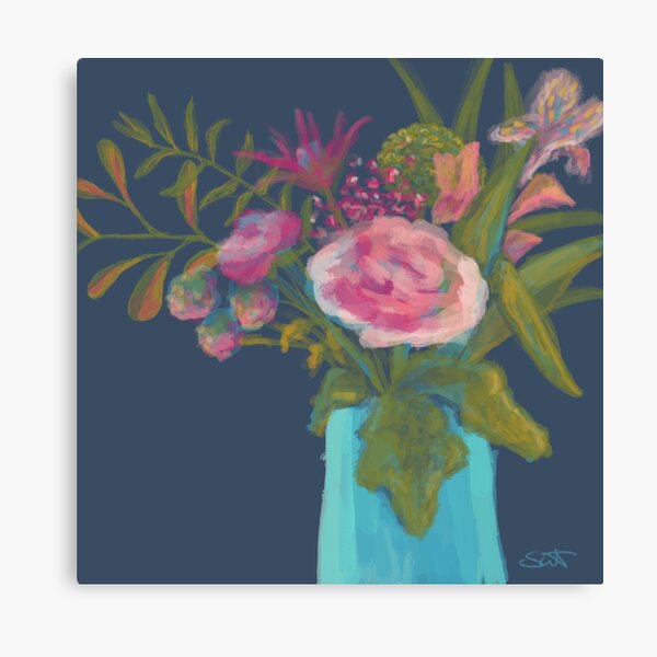 Flowers Bringing Warm Smiles - painting of flower bouquet in warm sunlight Canvas Print