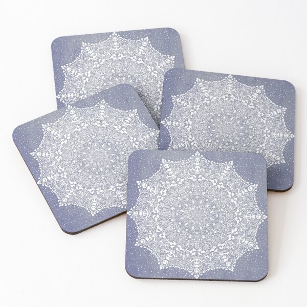 Item preview, The Mushroom and the Moon Mandala - White Blue designed and sold by Natalie Viola .