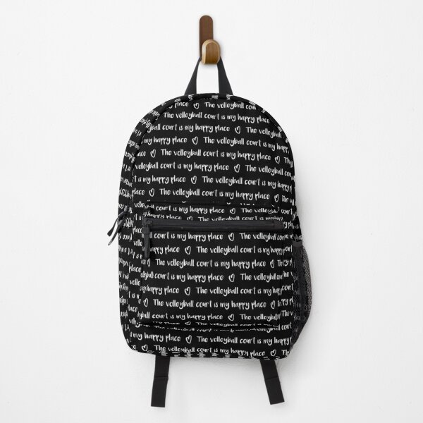 The volleyball court is my happy place typography text pattern backpack