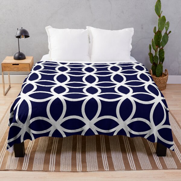 Item preview, Navy blue background white art deco pattern designed and sold by Brontorino.