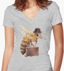 Arbeitsbiene Tailliertes T-Shirt mit V-Ausschnitt