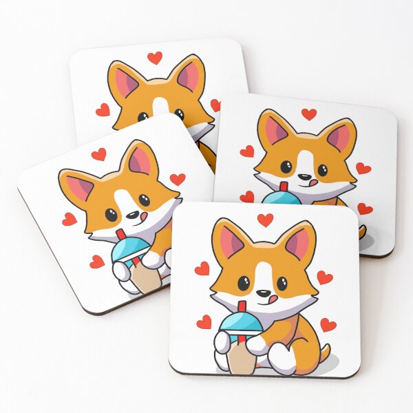 Item preview, Corgi sipping iced coffee designed and sold by Doodlesaur.