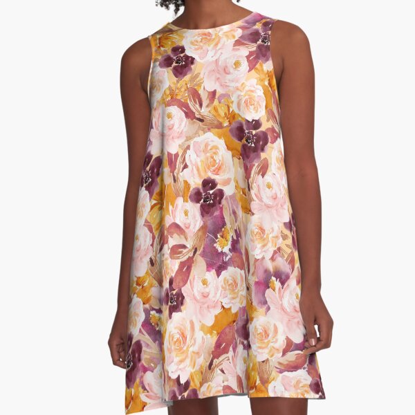Blumen Garten Muster A-Linien Kleid
