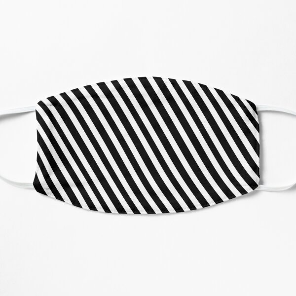 White Diagonal Stripes Flat Mask