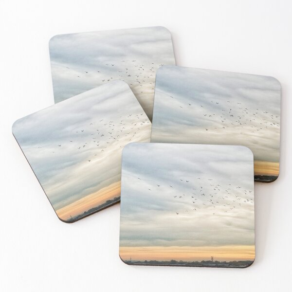 Item preview, Cloudy Grey Sky Sunset with Black Birds Flying designed and sold by B-Beauty-Design.