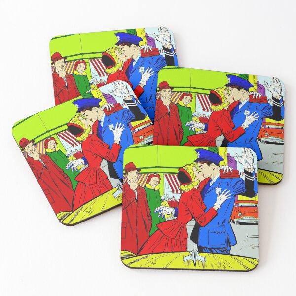 Item preview, Kissing comic couple designed and sold by brushandframes.