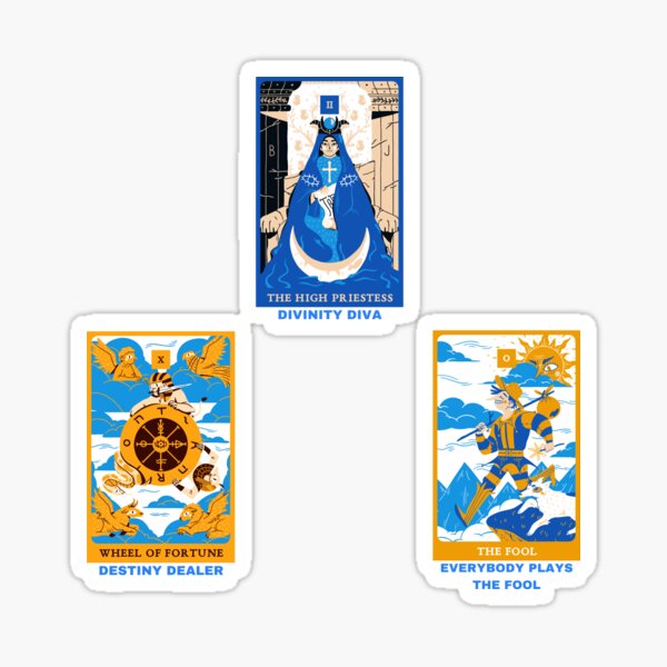 Divinity Diva, Destiny Dealer, Everybody Plays the Fool Tarot 3 Pack Stickers Sticker