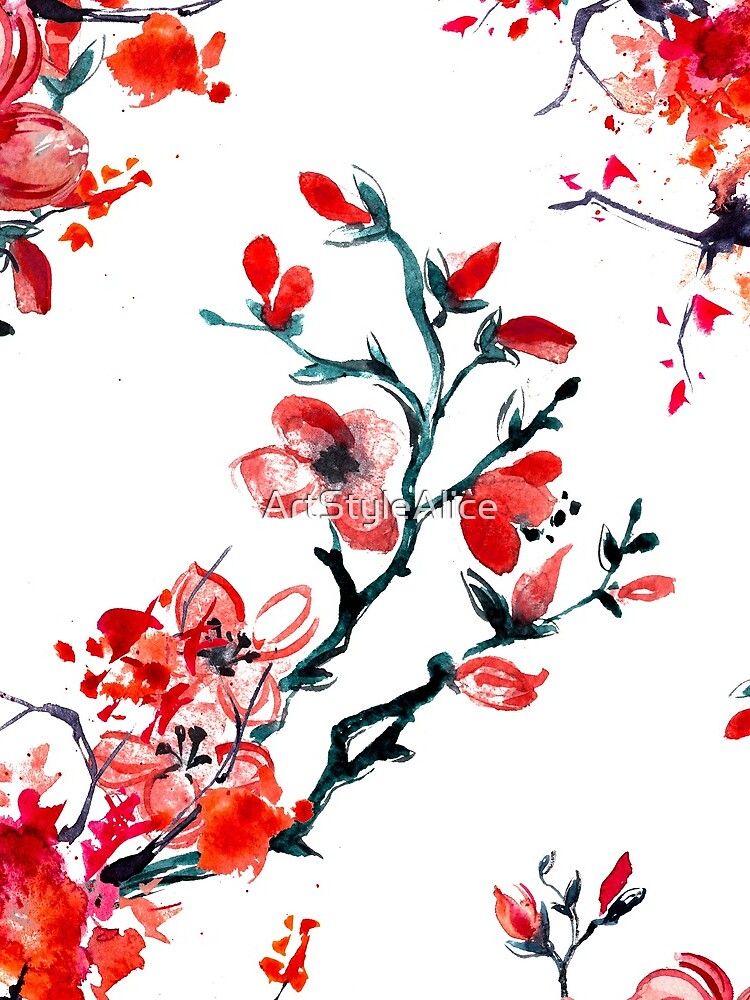 Red cherry blossom by ArtStyleAlice