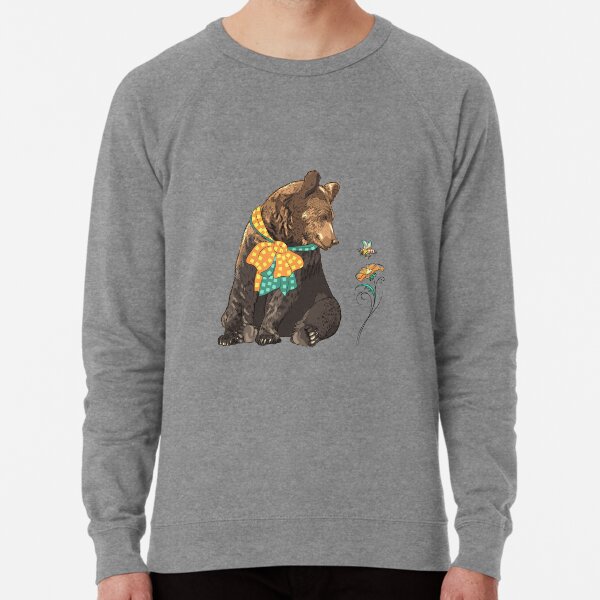 Cartoon hipster bear Lightweight Sweatshirt