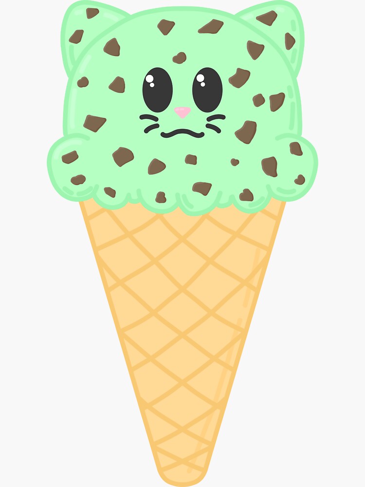 "Mint Chocolate Chip Ice Cream Cat" Sticker for Sale by PixelCatCreates