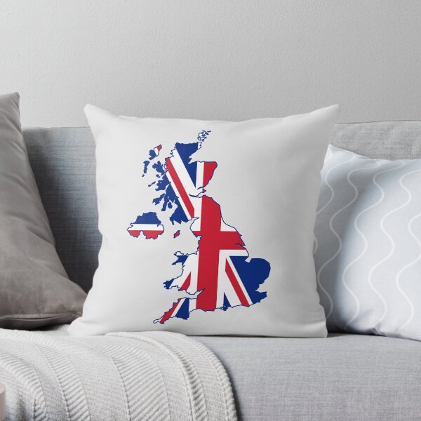 Flag Map of the United Kingdom Throw Pillow