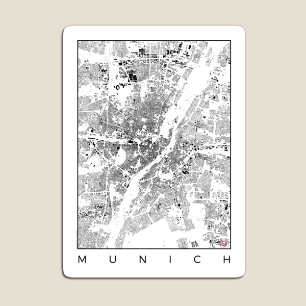 Munich Map Schwarzplan Only Buildings Urban Plan Magnet