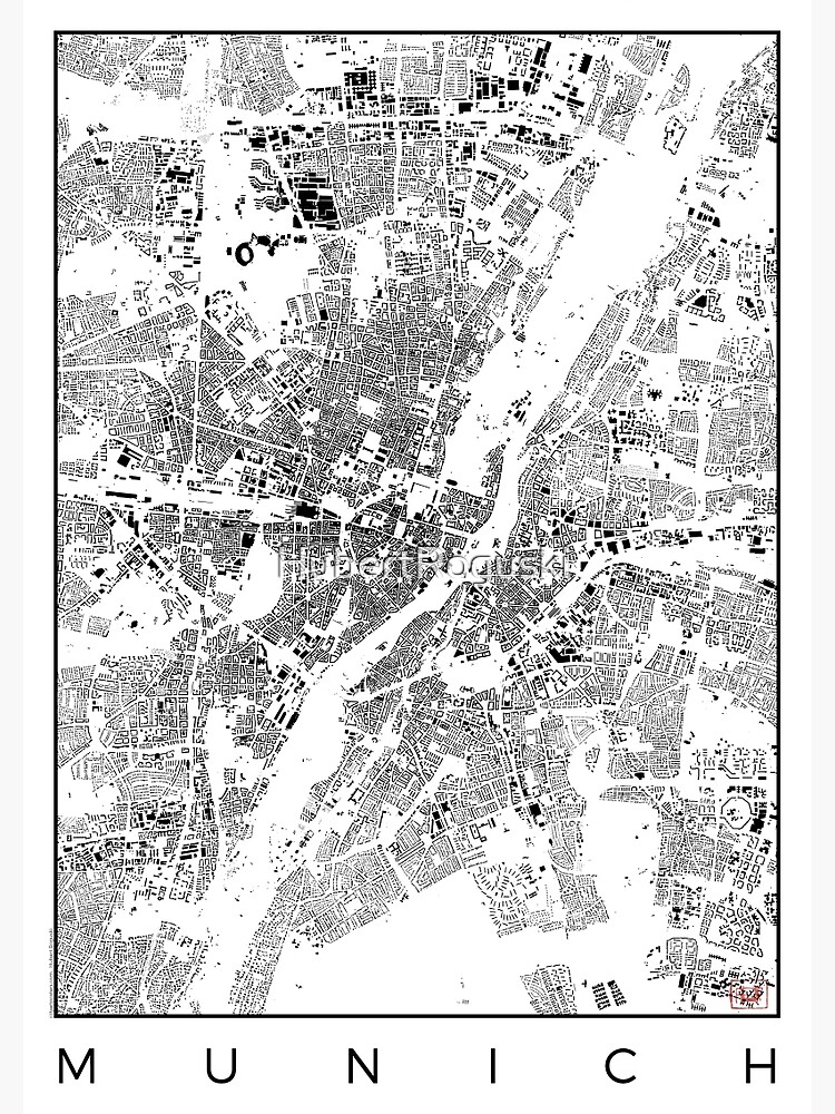 Munich Map Schwarzplan Only Buildings Urban Plan by HubertRoguski
