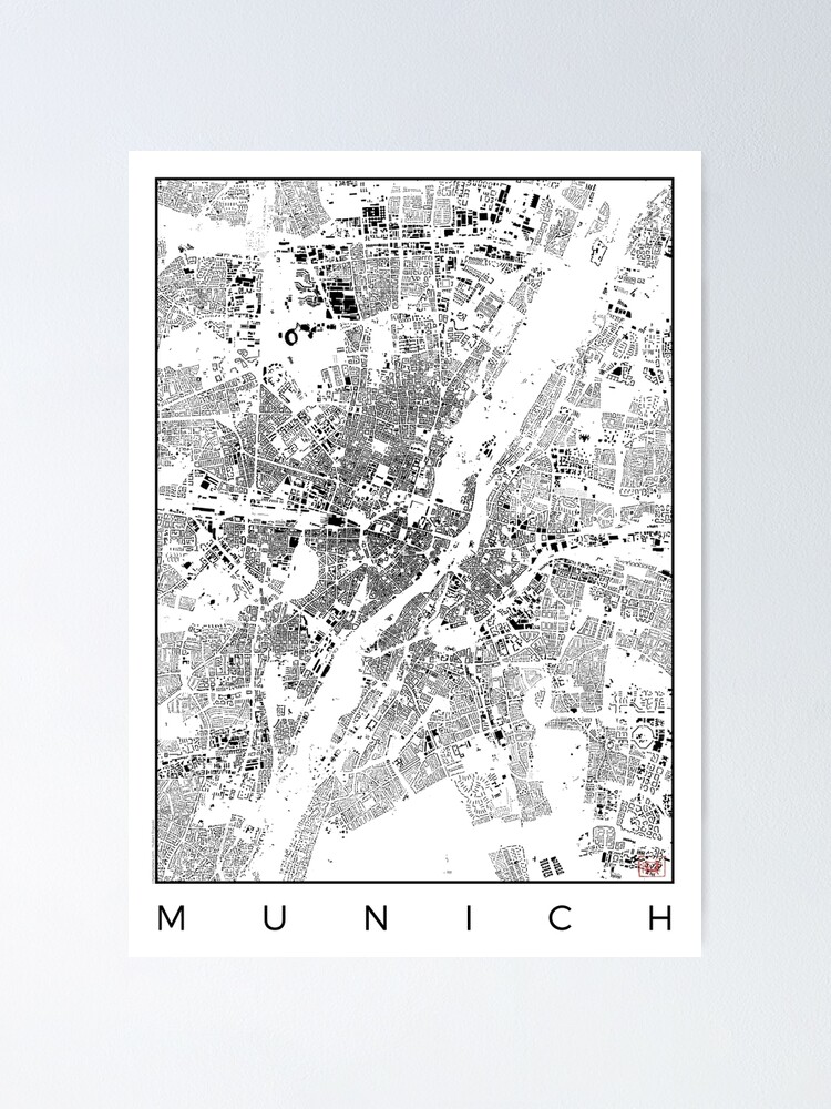 Alternate view of Munich Map Schwarzplan Only Buildings Urban Plan Poster