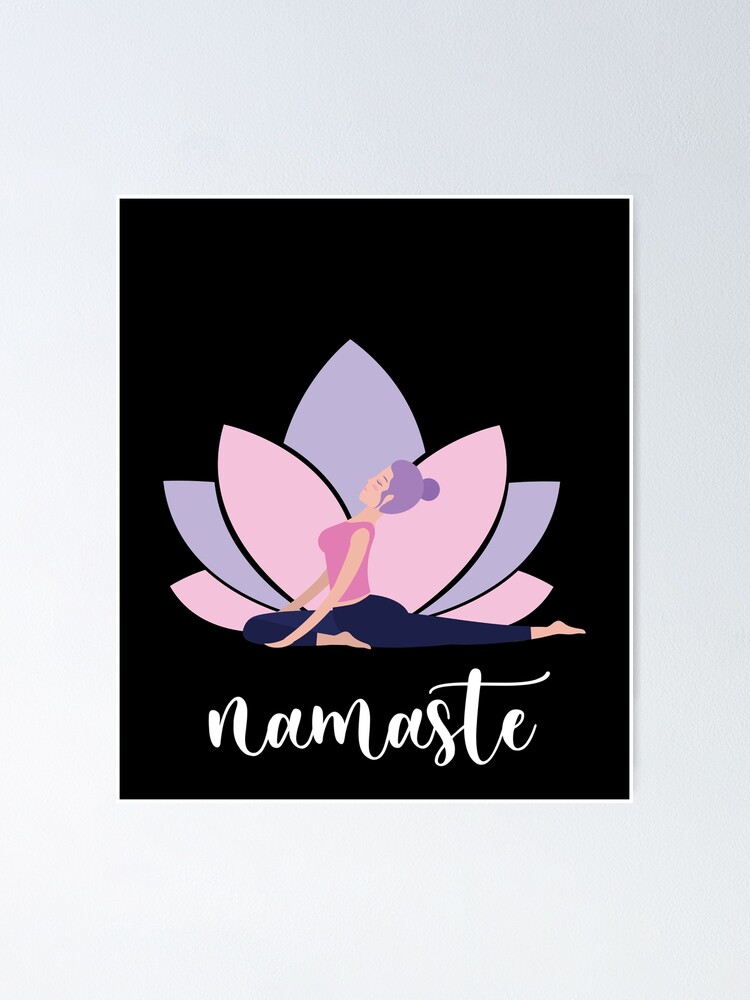 Namaste Yoga Art Good Vibes Print Yogini Lotus Pose Yoga Print