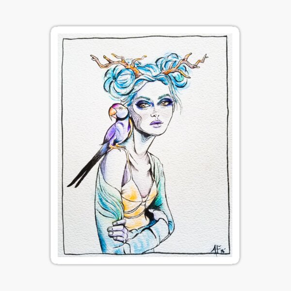 Wood Nymph and Parrot Pal Sticker