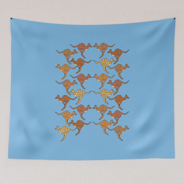 Item preview, Cute and Colorful Kawaii Kangaroo Pattern (blue) designed and sold by Davey's Designs.