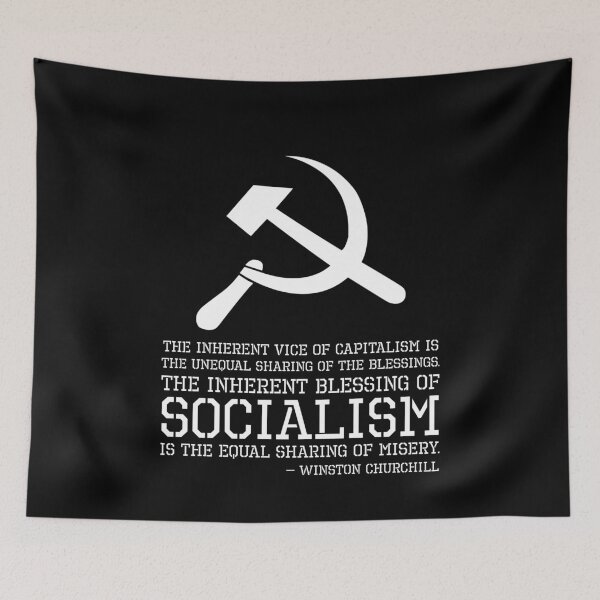 Item preview, Political Anti Socialist & Communist - Winston Churchill Quote On Socialism designed and sold by Styrman.