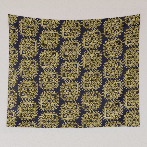 Item preview, Ornament Pattern In the Yellow color and on the navy background. designed and sold by Victoria Riabov.