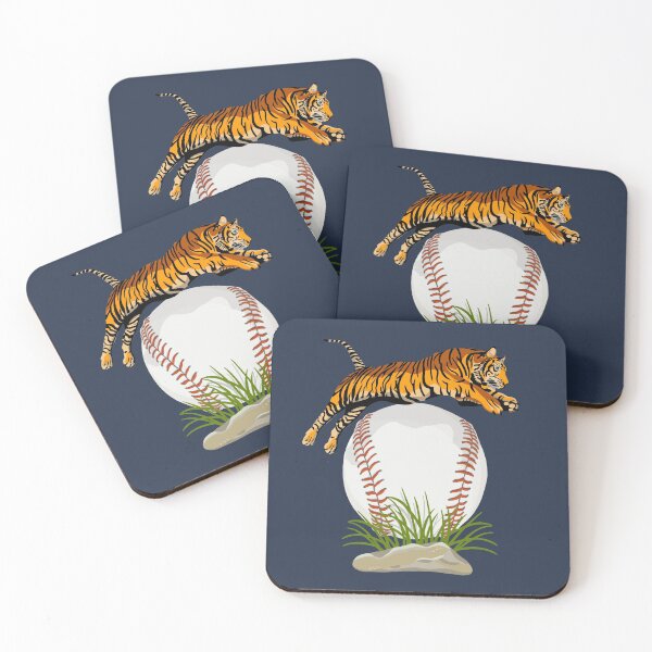 Item preview, Play Ball! Tiger Dives over Baseball  designed and sold by Lisa Rotenberg.