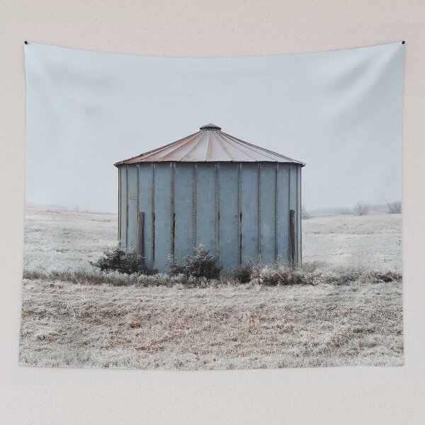 Item preview, Old Weathered Grain Bin During Winter Time designed and sold by Jared Davies.