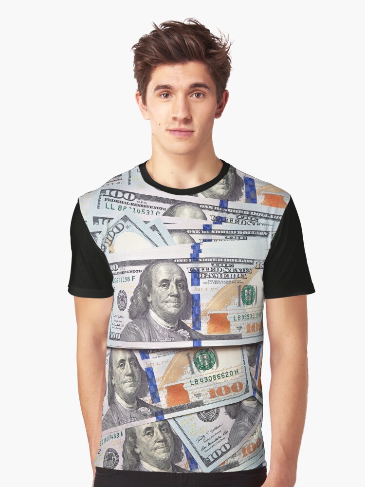 Many 100 hundred US $ dollars bills banknotes heap' Graphic T-Shirt for  Sale by Lascavo