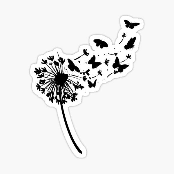 Item preview, A Black Blowball Dandelion With Butterflies Make A Wish designed and sold by kunterbuntdesig.