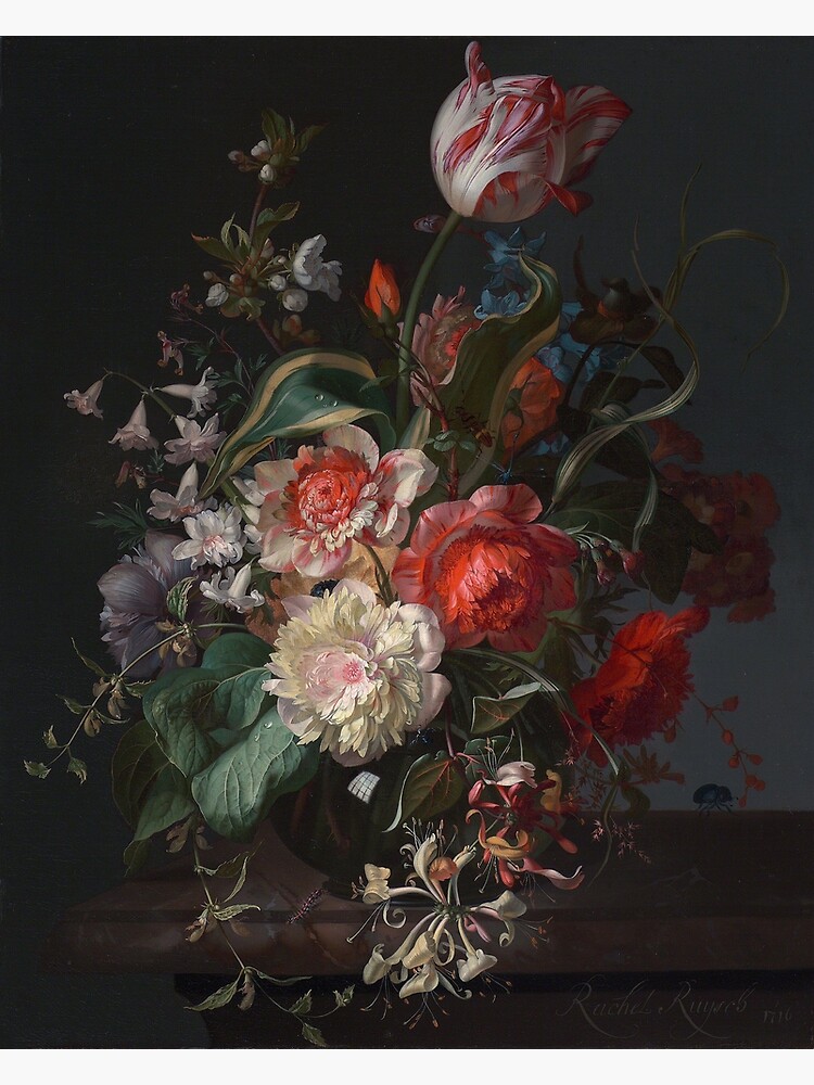 "Flowers in a Glass Vase with a Tulip 1716" Art Print for Sale by