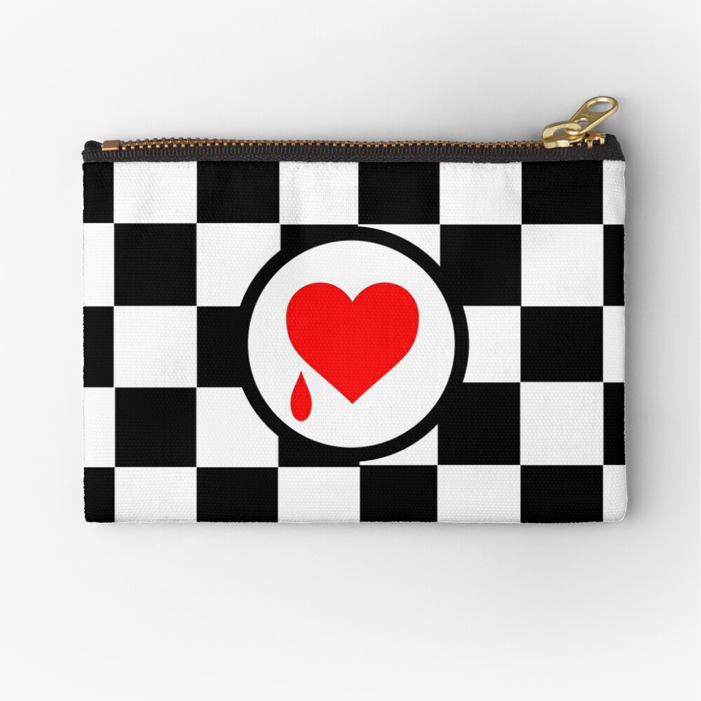 Black & White Checkerboard Heart Coin Purse