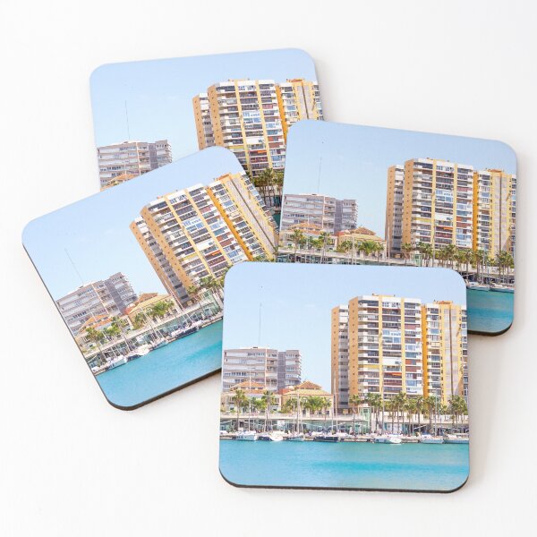 Item preview, Waterfront buildings over the port in Malaga, Spain designed and sold by Rrrainbow.