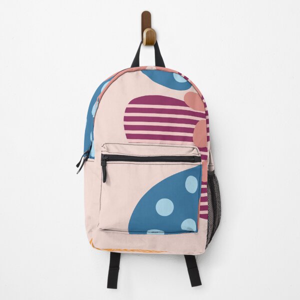 Item preview, Abstract Pink Leaf with Saturated Red Blue and Orange Circle Shapes in Cream Right designed and sold by Moyanana.