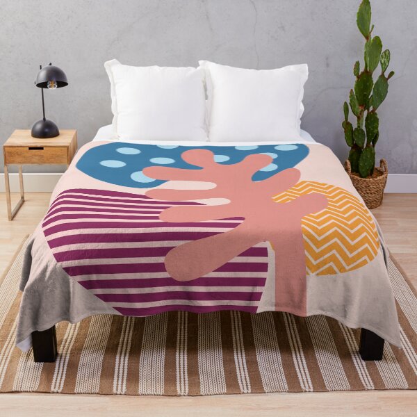 Item preview, Abstract Pink Leaf with Saturated Red Blue and Orange Circle Shapes in Cream Right designed and sold by Moyanana.