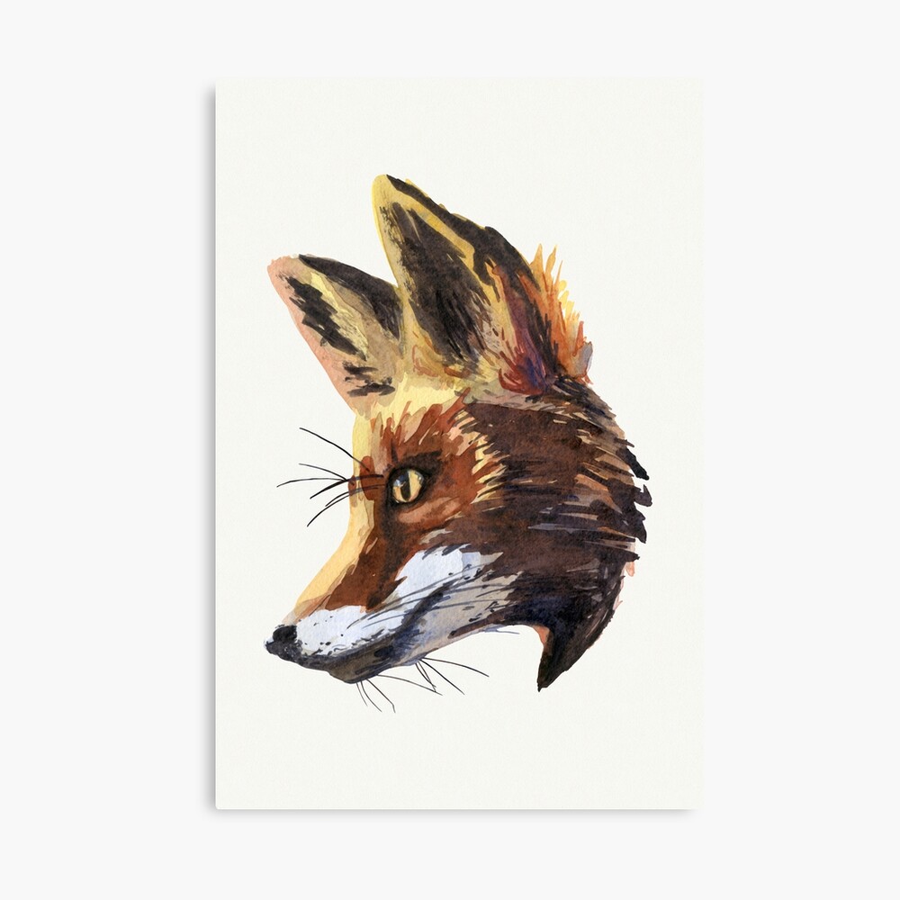 Aesthetic Hand Painted Red Fox Silhouette Watercolor Painting Forest Animal Face With Ears Up Illustration Wildlife Artist Photographic Print For Sale By Blue Element Redbubble