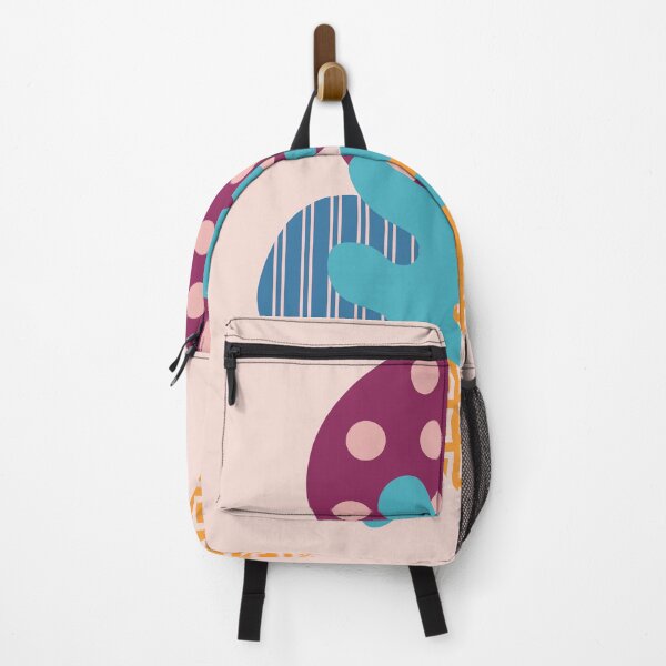 Item preview, Abstract Pink Leaf with Saturated Red Blue and Orange Circle Shapes in Cream Left designed and sold by Moyanana.
