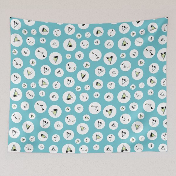 Item preview, Triangles in Circles on blue designed and sold by Meg M Studio.